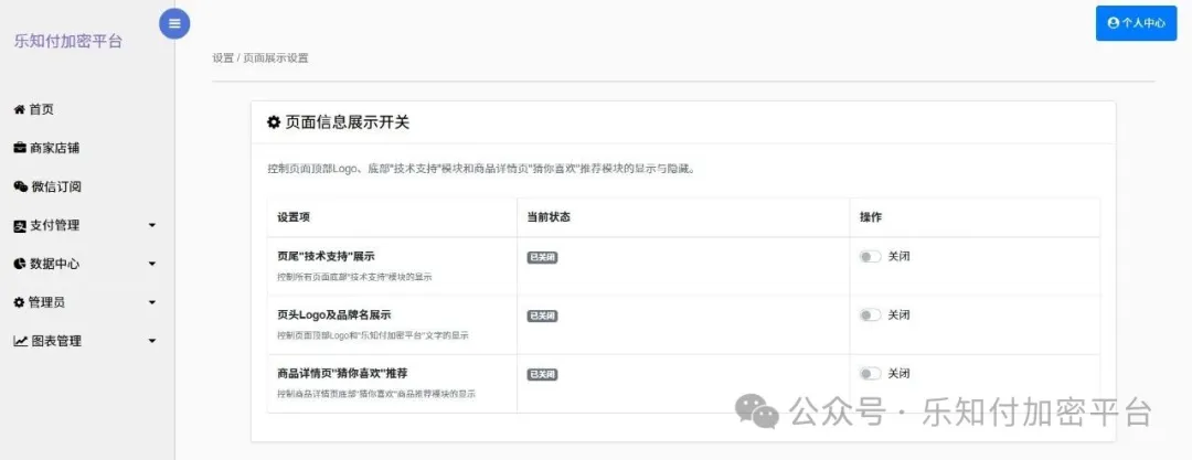 页面信息展示开关